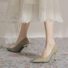 Fashion 2025 Women Metal Heel Pointed Toe Shallow Slip on Ladies Elegant Dress Party Shoes Thin Med Heel Dress Pumps Zapatos De Mujer