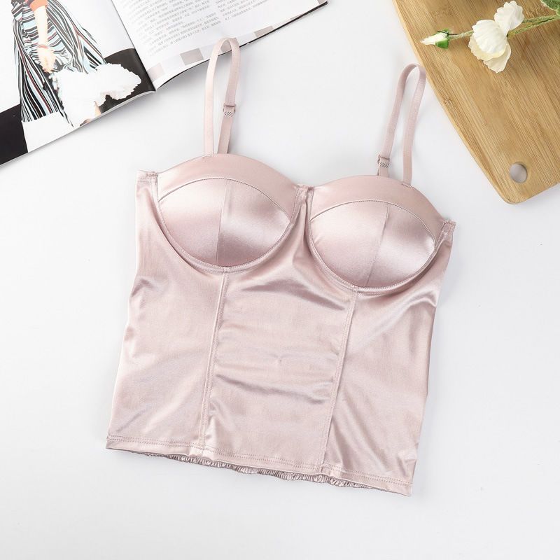 

Слитный топ-майка с нагрудными вкладышами, с драпировкой, красивый жилет, нескользящий бюстье, нижнее белье, тонкий базовый слой, топ без рукавов, верхняя одежда one size