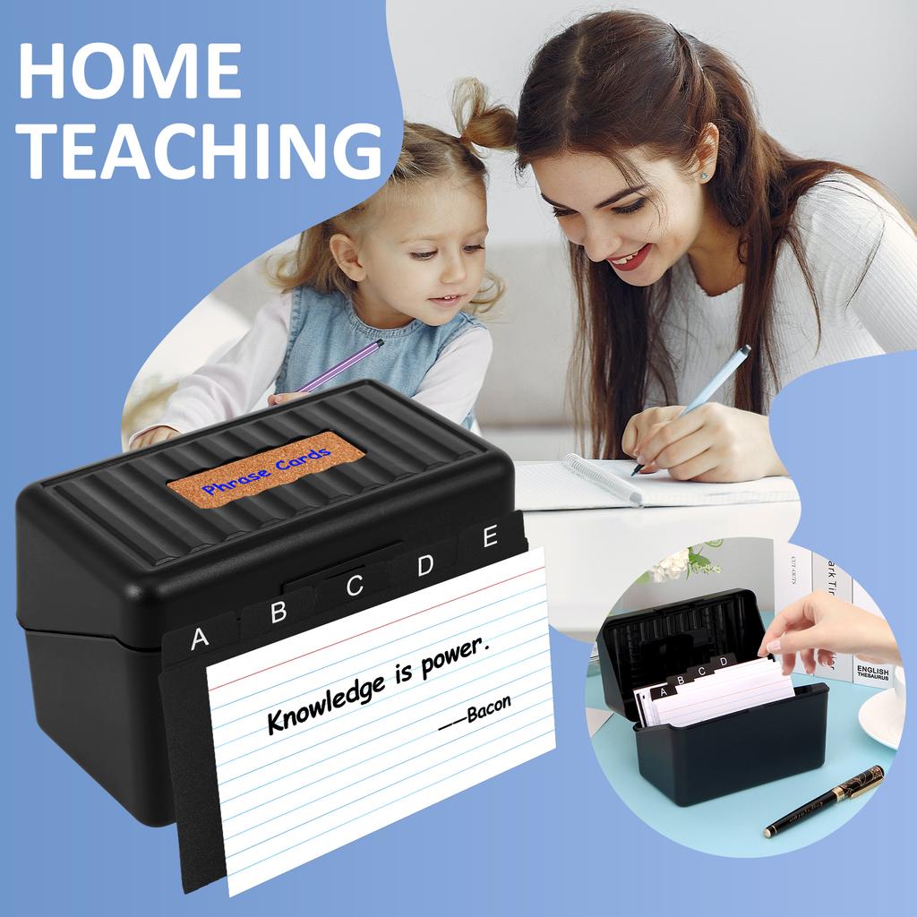 1 Set Index Card Organizer Box Plastic Index Card Holder Multi-functional Recipe Card Box 3x5Inch Cards Organizer with Note Page