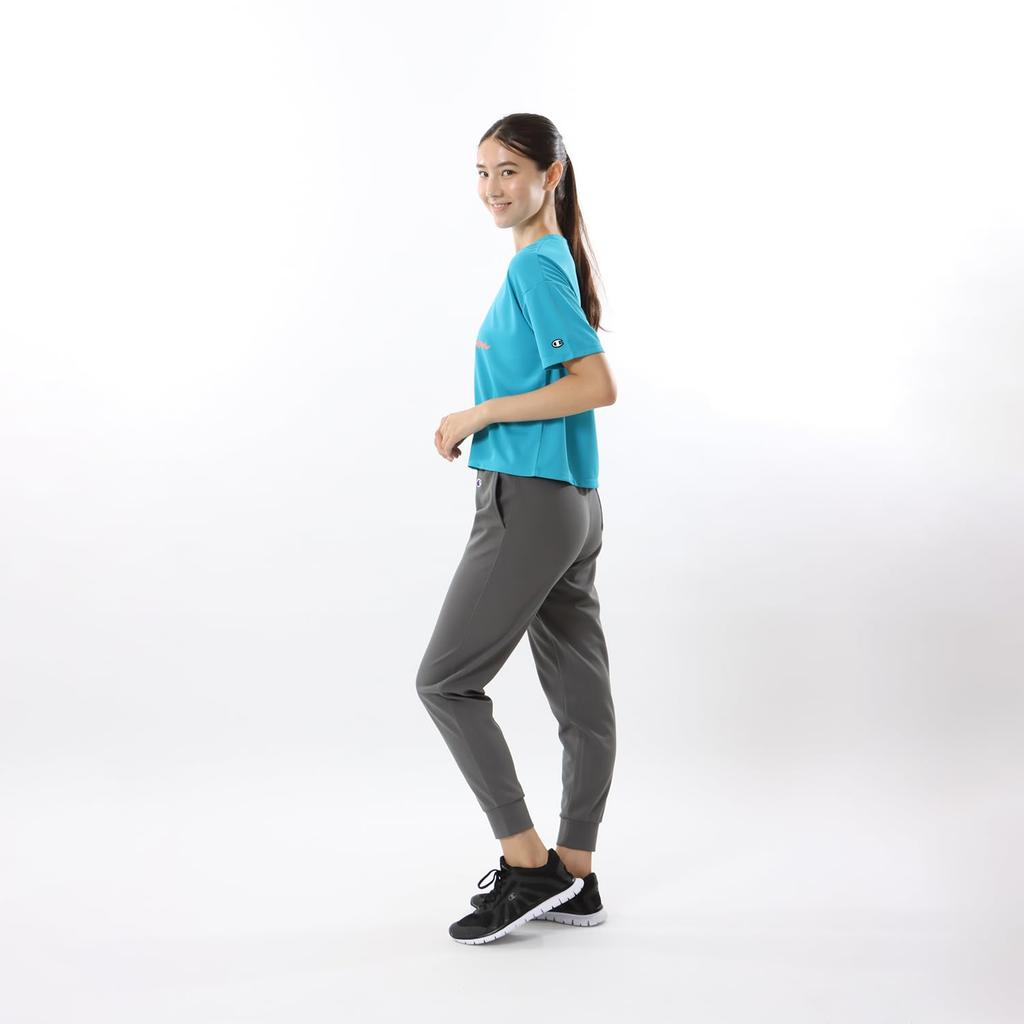 Champion Short Sleeve Round Odor UV Graphic Logo Print Women's T-Shirt, Turquoise, CW-ZS305, Neck, Antibacterial, Resistant, Quick-Drying, Protection,