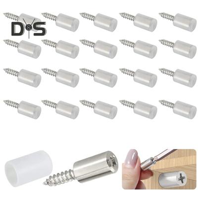 20/50/100Pcs Self-Tapping Screws Cabinet Laminate Support Pins Self Drilling Shelf Pegs with Non-Slip Sleeve for Furniture Bookcase Closet
