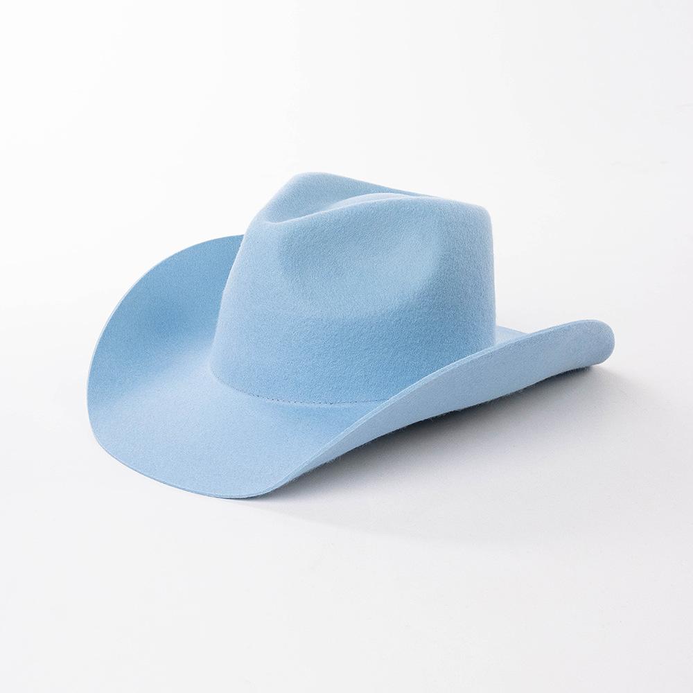 Chapeau de cowboy automne et hiver nouveau chapeau de cowboy en feutre de laine blanc chapeau jazz mode décontractée européenne et américaine chapeau de cowboy bouclé