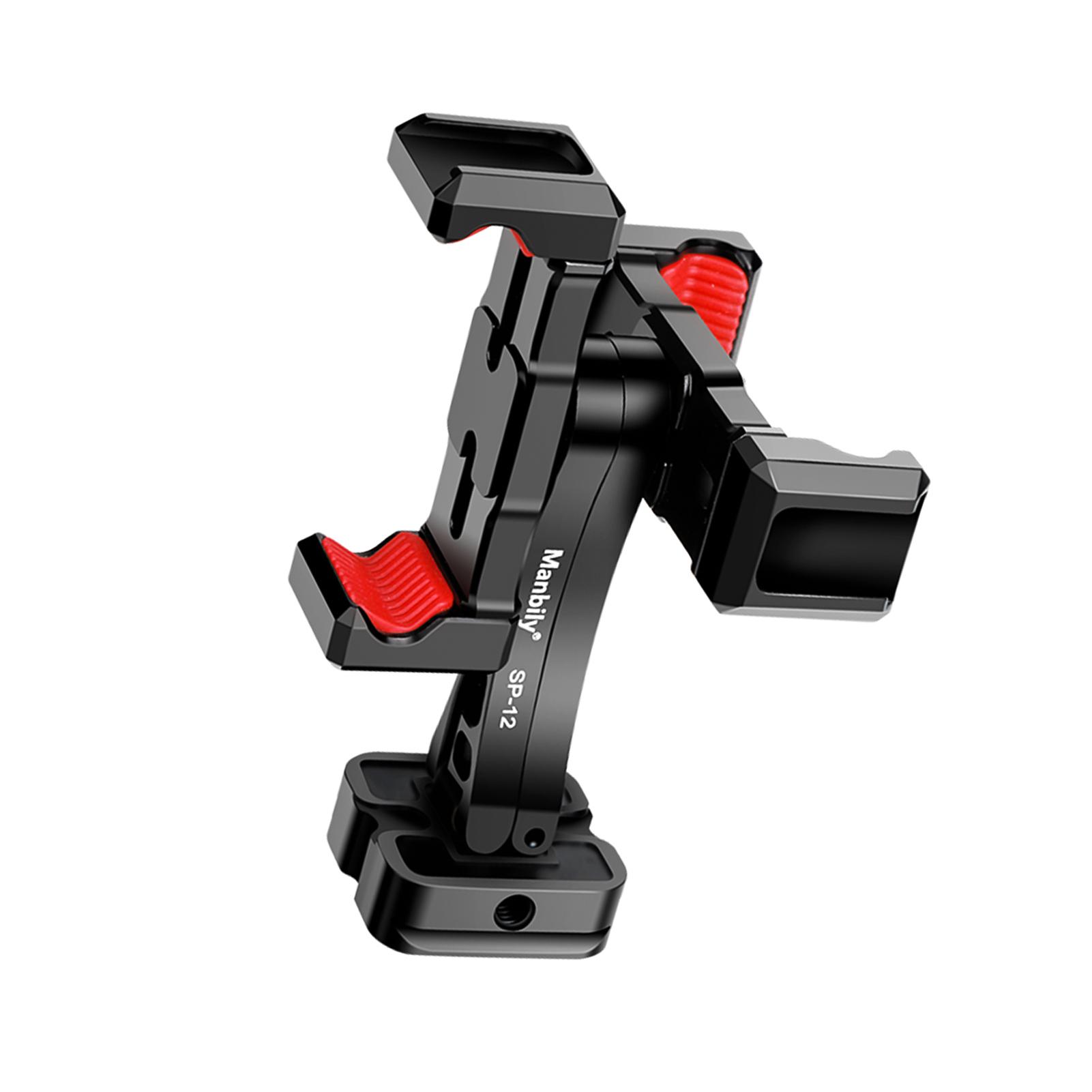 

Портативное крепление для телефона-трипода, металлическое крепление для телефона для штатива с двойным держателем для телефона, креплениями «холодный башмак», вращающееся на 360 градусов чёрный