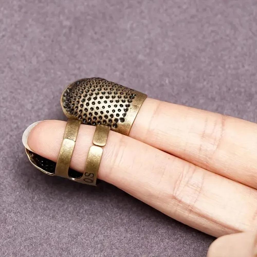 Vintage Adjustable Sewing Thimble, Handmade Non-slip Embroidery against Ring, Vintage Needle Presser Needle Hoop Finger Holder