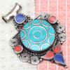 Handmade Tibetan Silver Gemstone Turquoise Red Coral Nepali Necklace Jewelry
