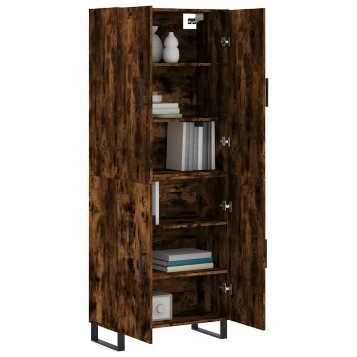 VidaXL Buffet haut Chêne fumé 69,5x34x180 cm Bois d'ingénierie 3195704