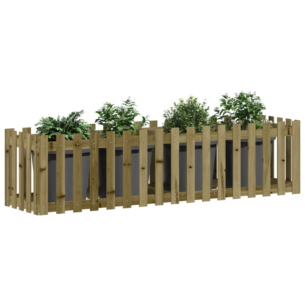 Vidaxl Garden Raised Bed With Fencing, 200X50X50 Cm, Impregnated Pine
