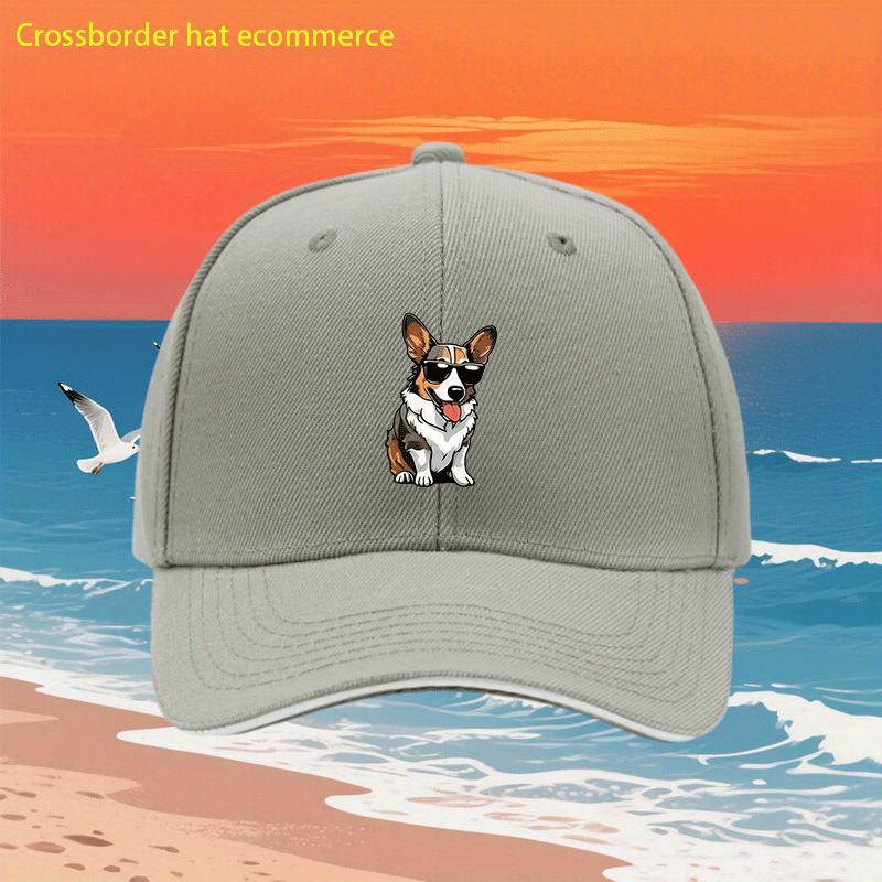 Cool Corgi Sunglasses Print Baseball Cap Unisex Polyester Adjustable Casual Beach Summer Hat