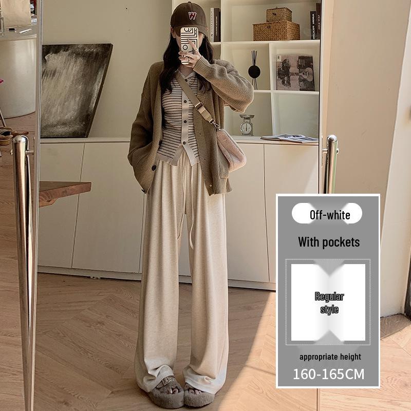Women's High-Waisted Grey Knit Wide-Leg Pants - Spring/Autumn 2025 Collection
