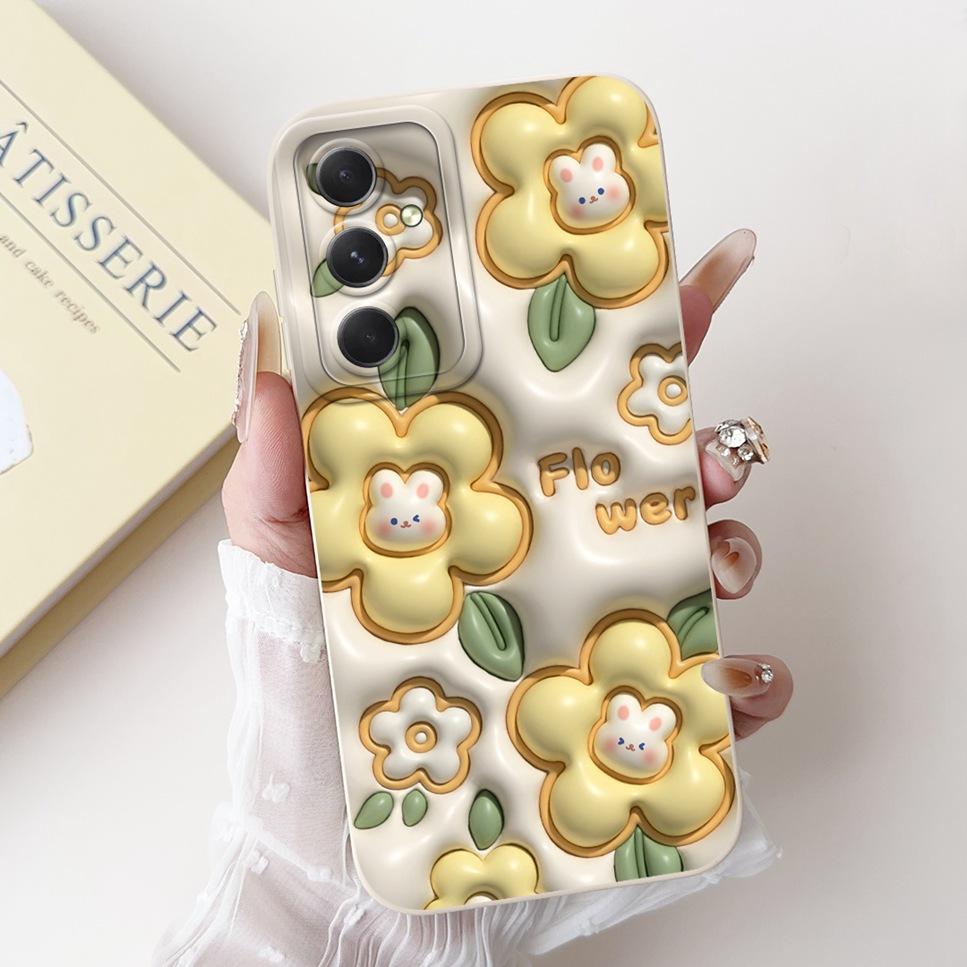 For Samsung Galaxy M55 Case SM-M556B Flower Cartoon Panda Soft Silicone Cover For Samsung M55 5G 6.7"Shockproof Phone Case Funda