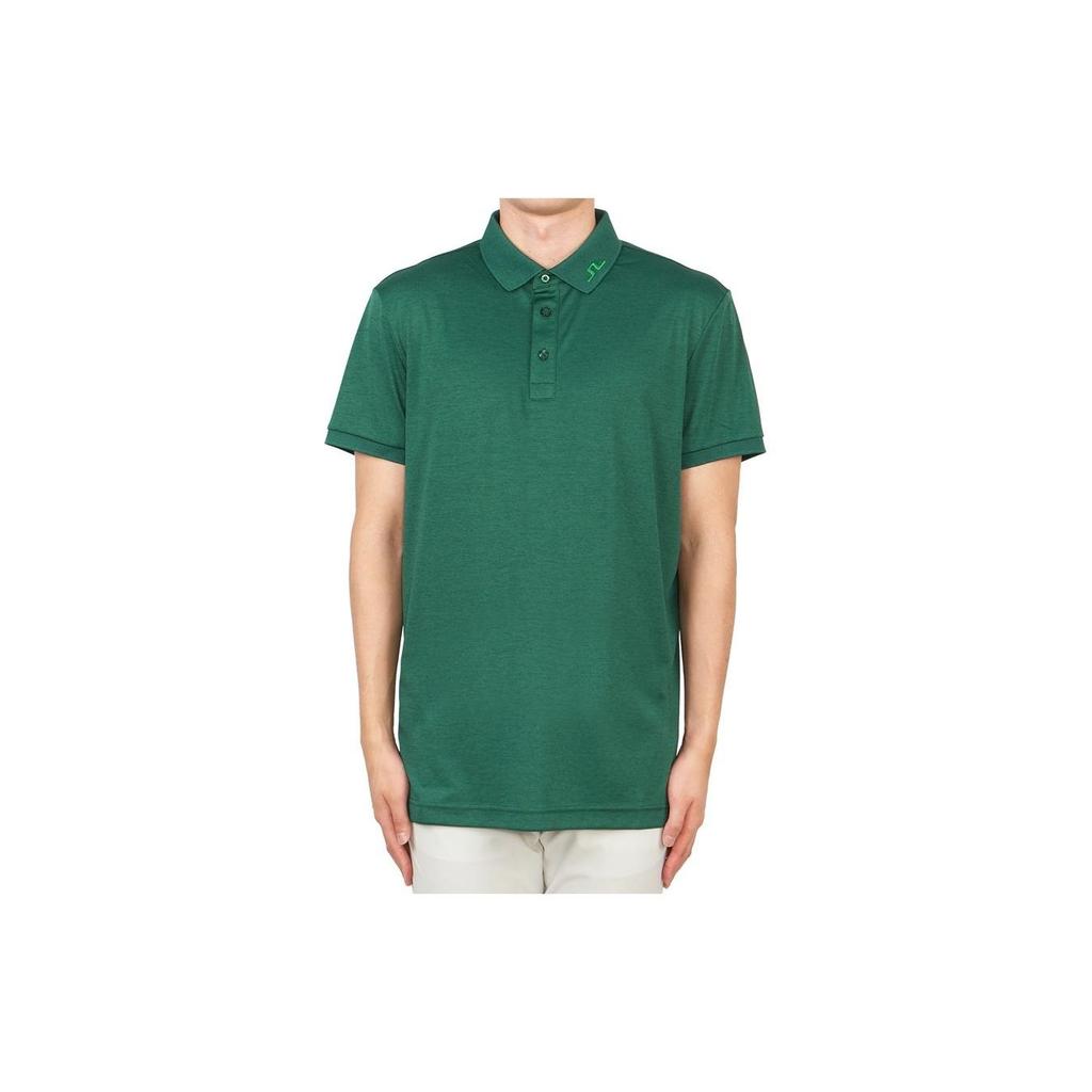 J.Lindeberg Round Neck Pattern Printed Button Short Sleeve Polo Shirt Men polo shirts Green GMJT07624-M490