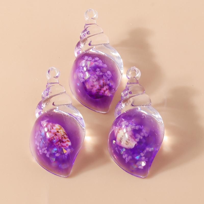 Leslie 10pcs Colorful Resin Summer Beach Shell Conch Charm for Handmade Earring Necklace Pendant Jewelry Making Accessories