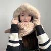 Cozy One-Piece Hooded Muffler (Beige)