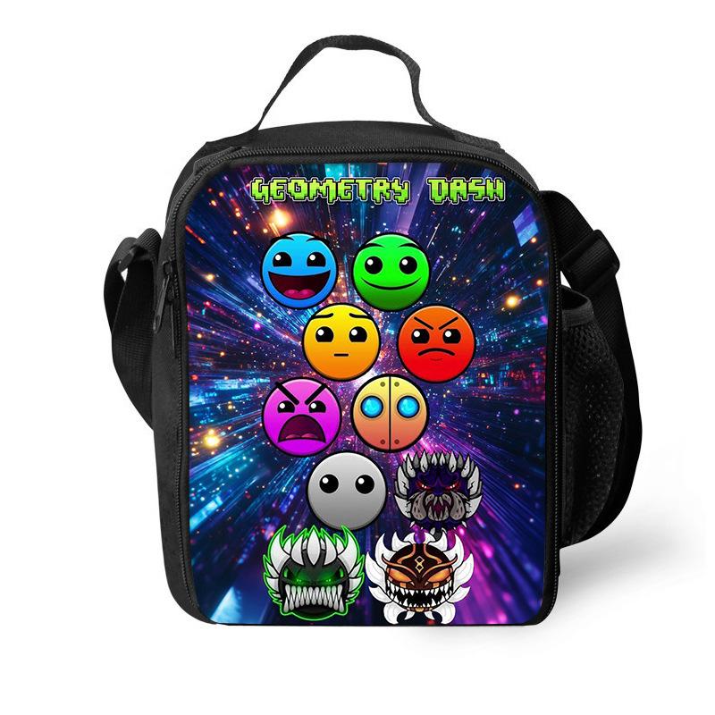 Groothandel Geometry Dash broodzak Geometry Dash bedrukte ice pack tote tas voor leerlingen van de basisschool en middelbare school