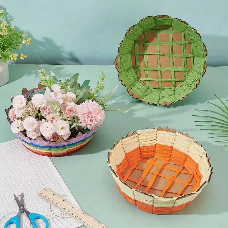 2026Novo Kit de 3 Peças Cáqui para Tecelagem de Cestas DIY Material Floral Kit de Artesanato Fabricação de Papel Materiais de Tecelagem para Artesanato Criativo