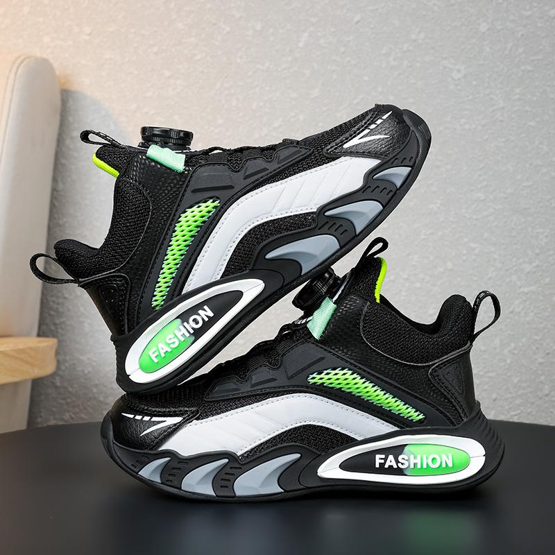 Autumn Kids Sports Shoes Rotating Buckle Non Slip Wear Resistant Running Shoes for Boys Girls Breathable