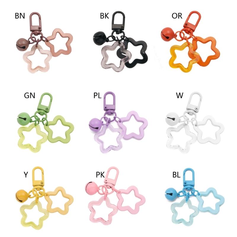 Bell Pendant Keyring Party Favor Children Handbag Valentines Day Cute Keychain Hollow Star Acrylic Keychain Bell Pendant