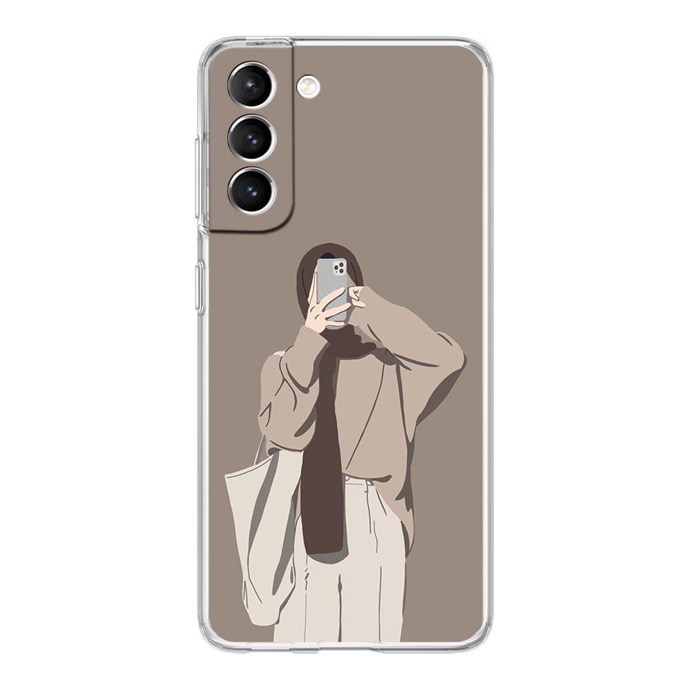 Phone Case For Samsung Galaxy S25 S24 S23 FE S22 Ultra S20 S21 5G S10 S9 Plus S10E S8 Soft Clear Cover Muslim Arabic Girl