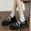 2026 Frühling Herbst Leder Mary Jane Schuhe Doppel-Schnallenriemen Spitze Dekor Plateau Loafer Klobige Runde Spitze Freizeit Lolita Schuhe
