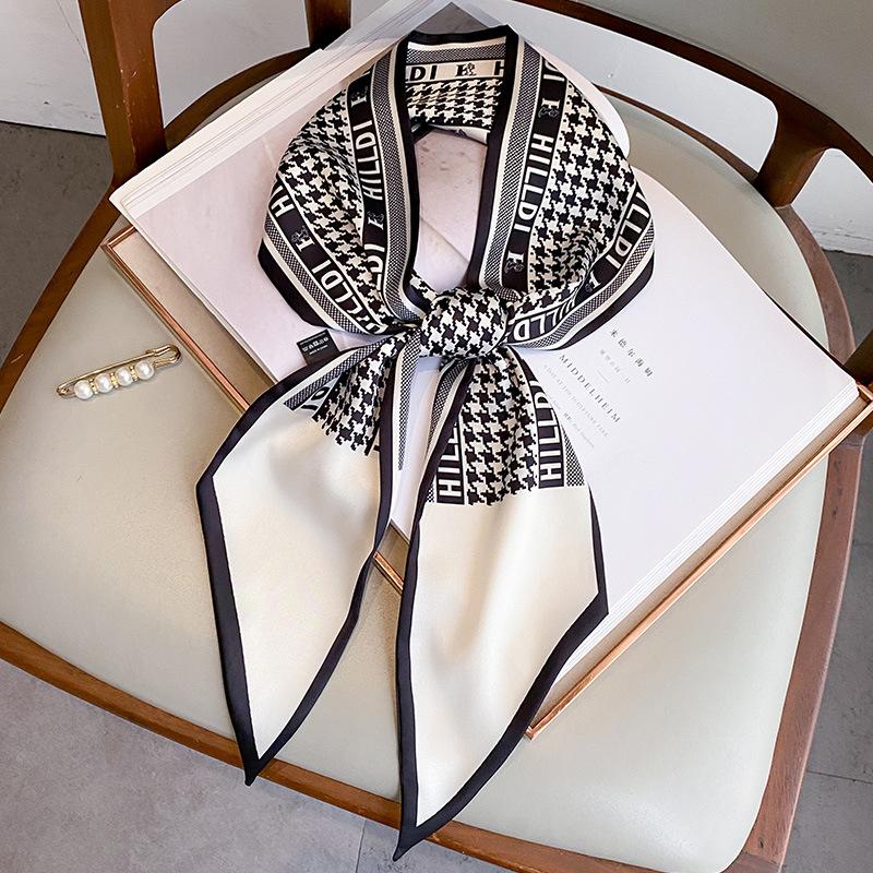 Long Silk Scarf Bag Tie Lady Neck Skinny Scarves Hairband Foulard  Print Brand Lady Neckerchief Ribbon  Summer New