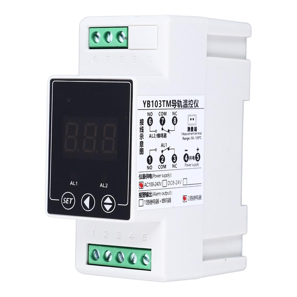 Geleiderail Temperatuurregelaar Verwarmen Koelen Digitale Thermostaat 2 Relais Cilindrische Sonde 2 Meter AC100‑240V