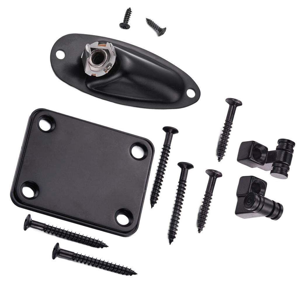 Guitar String Tree Retainer Set Guitar Loaded Socket Plate with Screws for Replacement Black