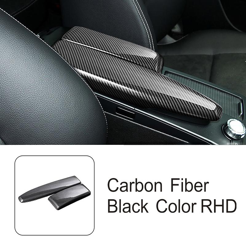 For Mercedes Benz C Class W204 2007-2014 Car Accessories Console Stowing Tidying Armrest Box Cover Carbon Fiber Pattern Stickers