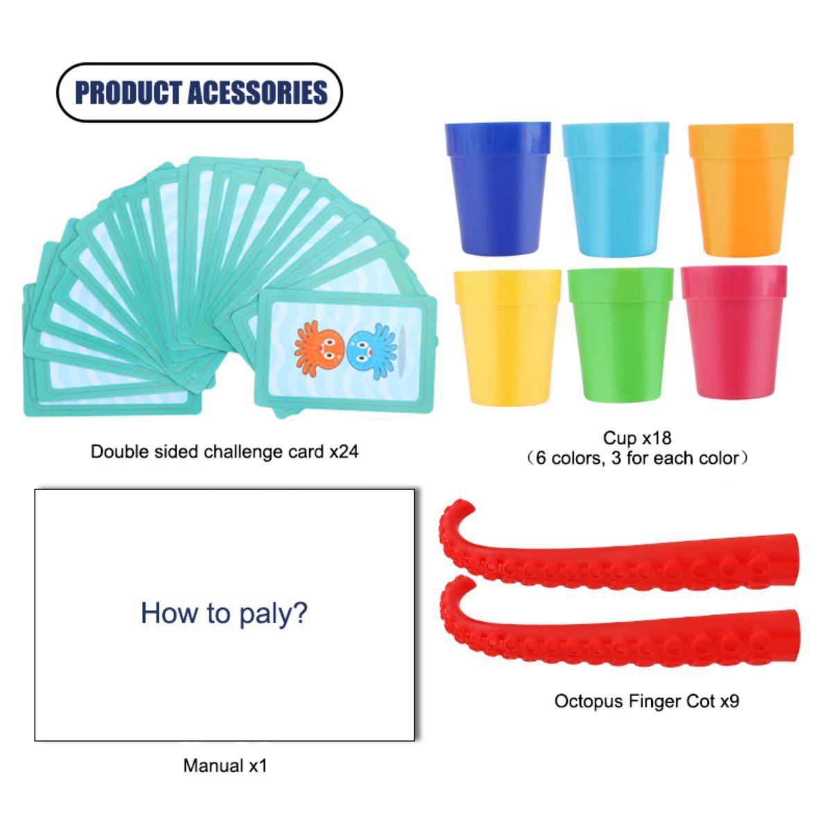 

Crazy Octopus Parent-Child Interactive Board Game Toy, Quick Response, Cup Stacking, Color Discrimination, Concentration, Gift