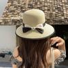 Sun Hat Women's Sunscreen Cover Face Big Brim Straw Woven Beach Hat Summer Temperament Show Face Small Bow Straw Hat