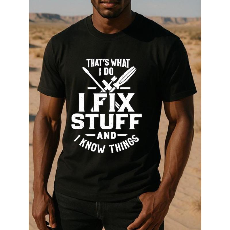 European Size The Professional Confidence and Pragmatism of Artisans. Men's Printed Short-sleeved Shirt,Men's Wear, Simple Knitted Pure Cotton T-shirt