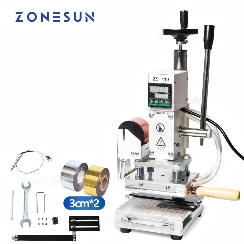 ZONESUN ZS-110 Press Trainer Heat Press Machine For Wood Presses PVC Paper Custom Logo Making Hot Foil Stamping Machine 300W