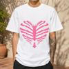 2026 New Cotton Tshirt Punk Style Rib Heart Skeleton Personalized Print Top Casual Short Sleeve