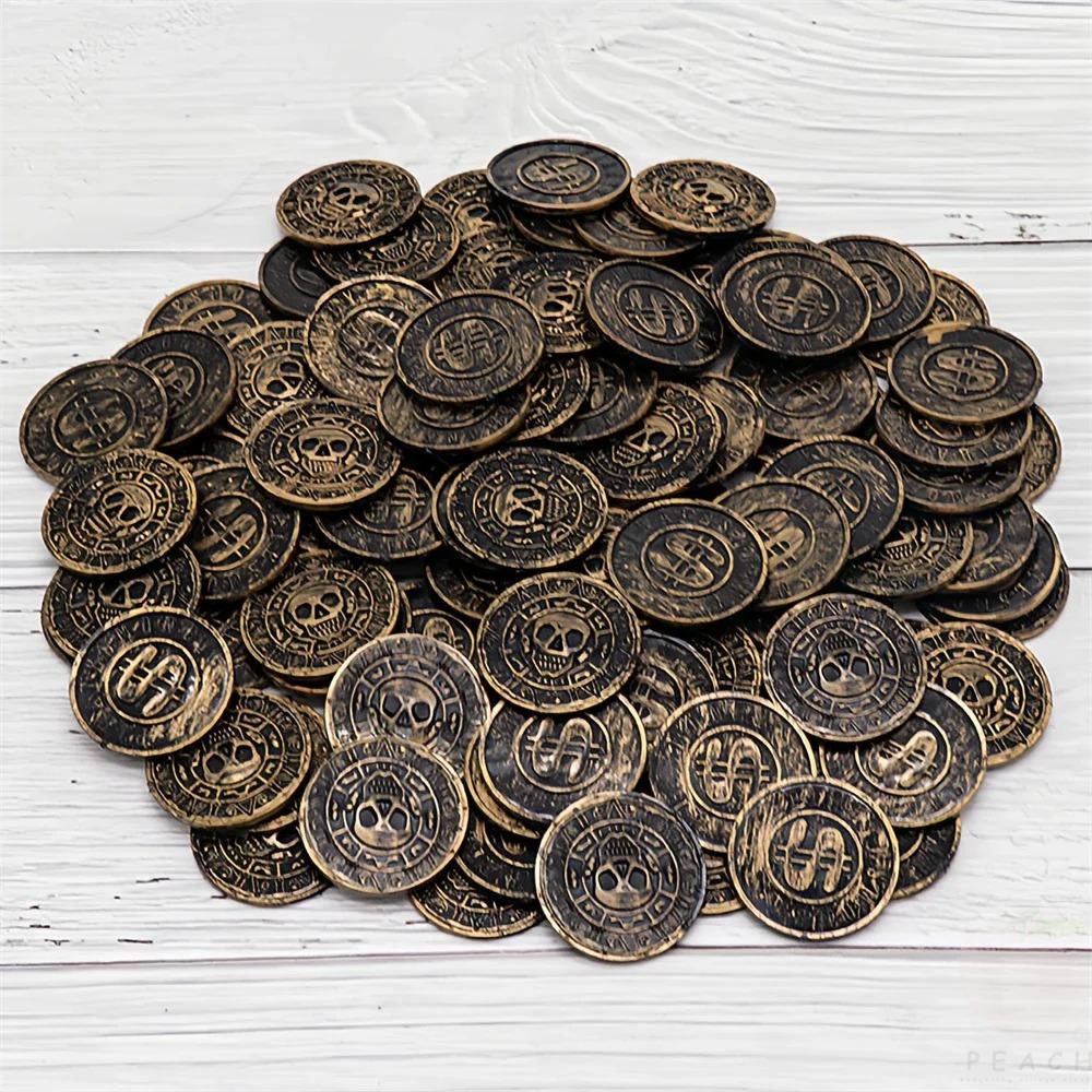 20/50/100pcs Retro Pirate Coin Party Supplies Gift Kids Favor Birthday Toys Halloween Decor Fake Treasure Plastic Game Coin
