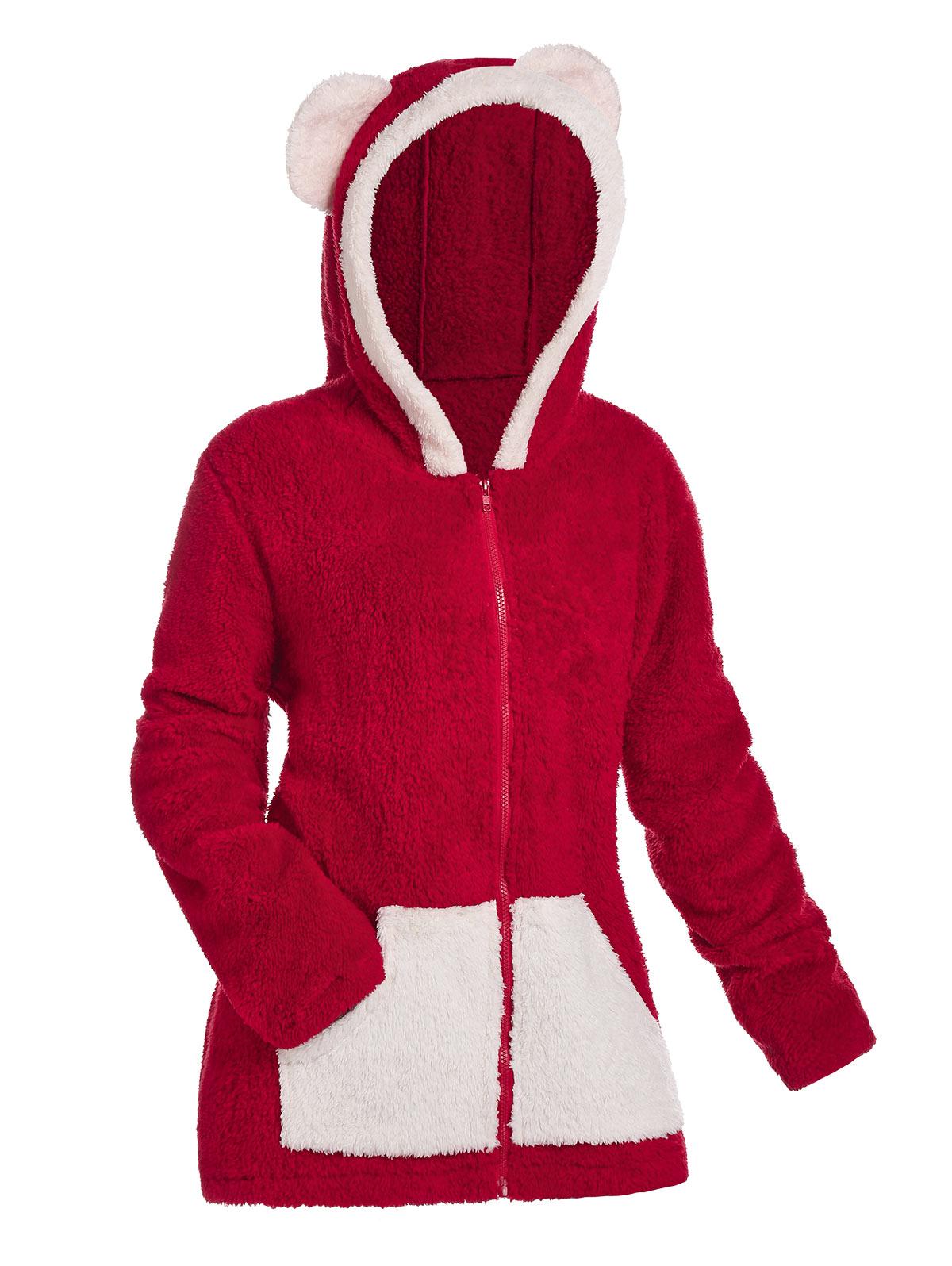 Rosegal Plus Size Рождественская цветная шуба с капюшоном из искусственного меха 2XL — фото 2