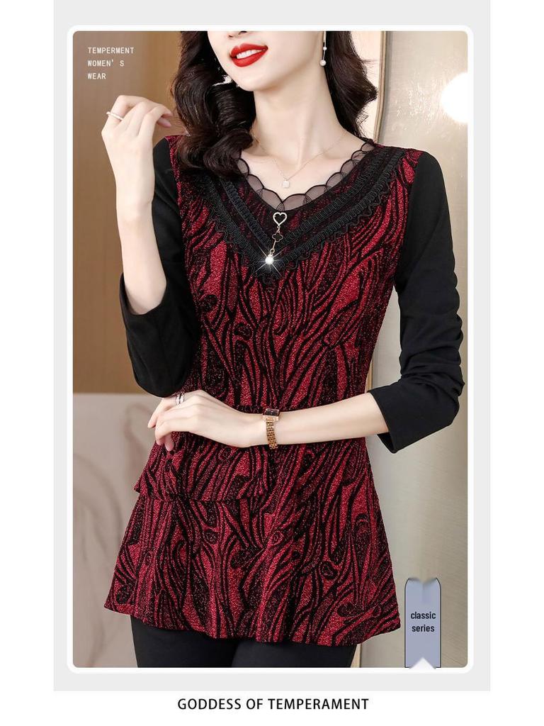 Fleece-Lined Slimming Plus Size Mid-Length Top - Autumn/Winter 2024 Korean Style