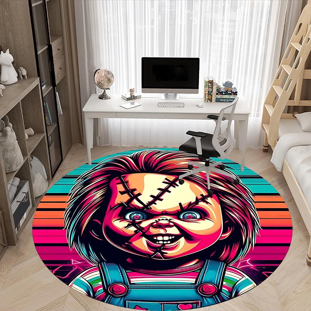 1pc Chucky Doll, Horror Chair Carpet for Office Non Slip, Machine Washable Rug for Office, Room Holiday Decor for Christmas, Birthday Polyester