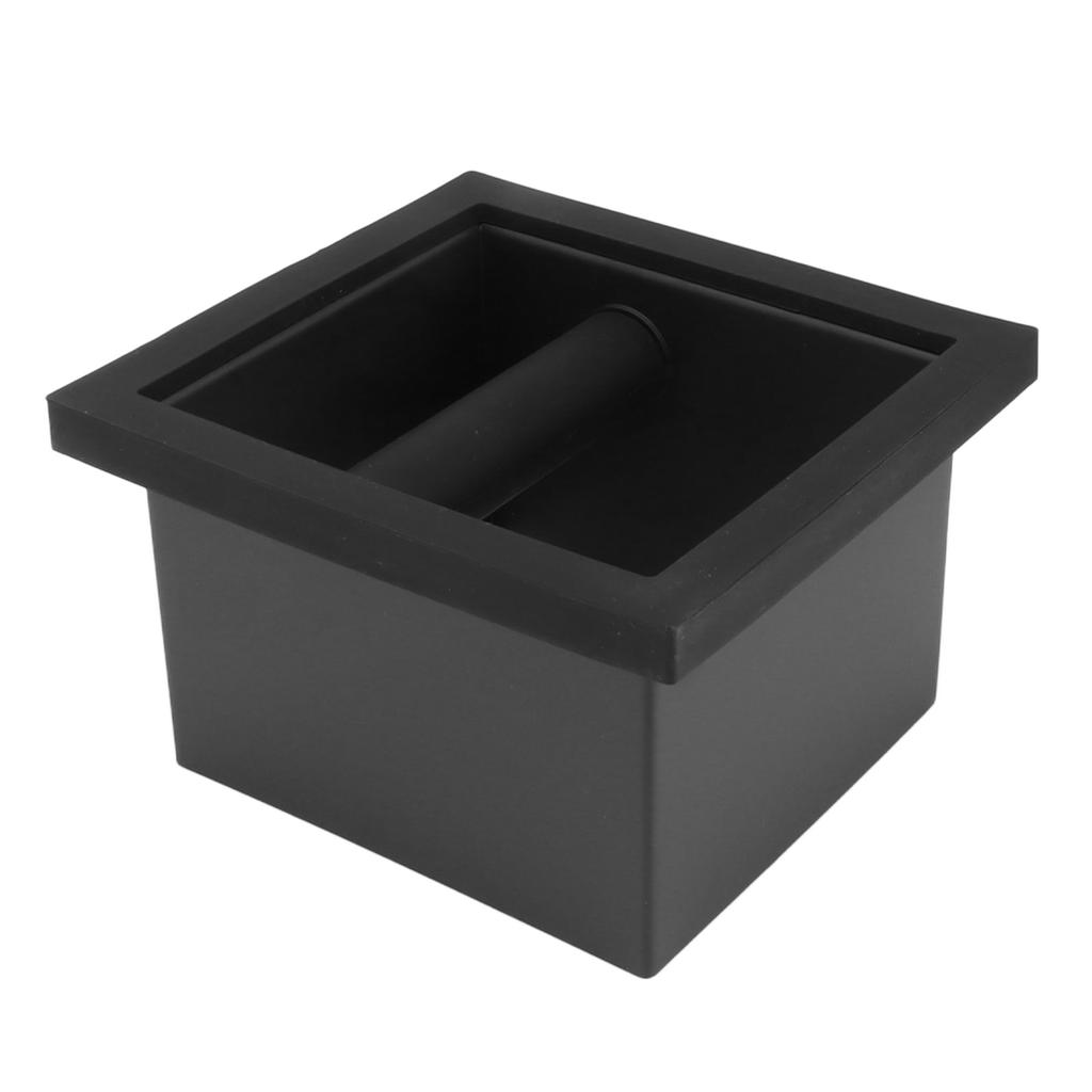 Coffee Ground Knock Box Square Bottomless Black Rubber PTFE Steel Residue Box for Cafe