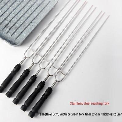 Brochettes de barbecue en forme de U en acier inoxydable avec poignées en bois