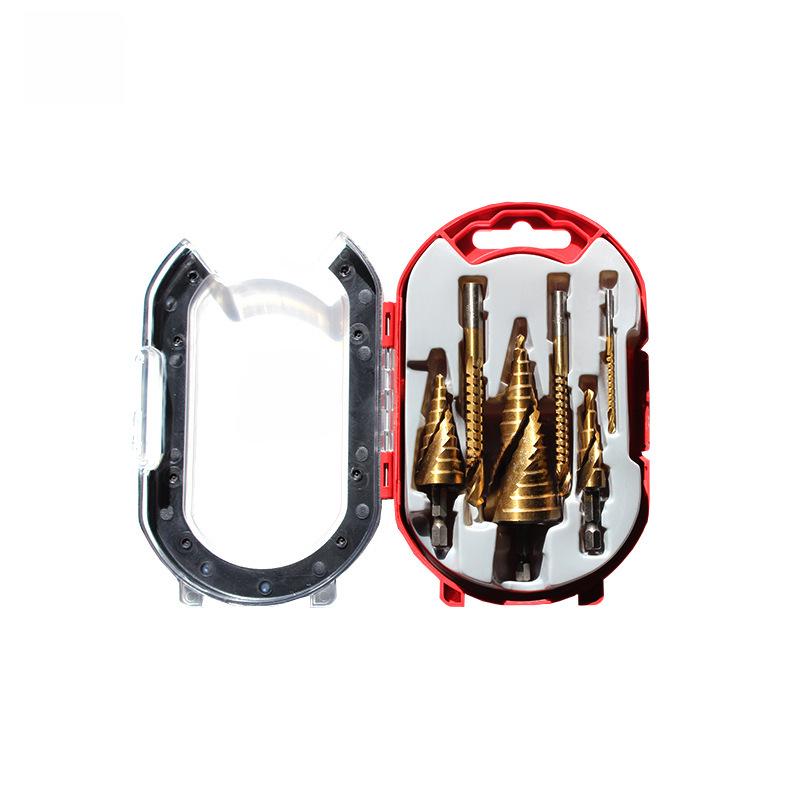6-Piece High-Speed Steel Pagoda Drill & Step Drill Set with Spiral Groove Bits In Plastic Box