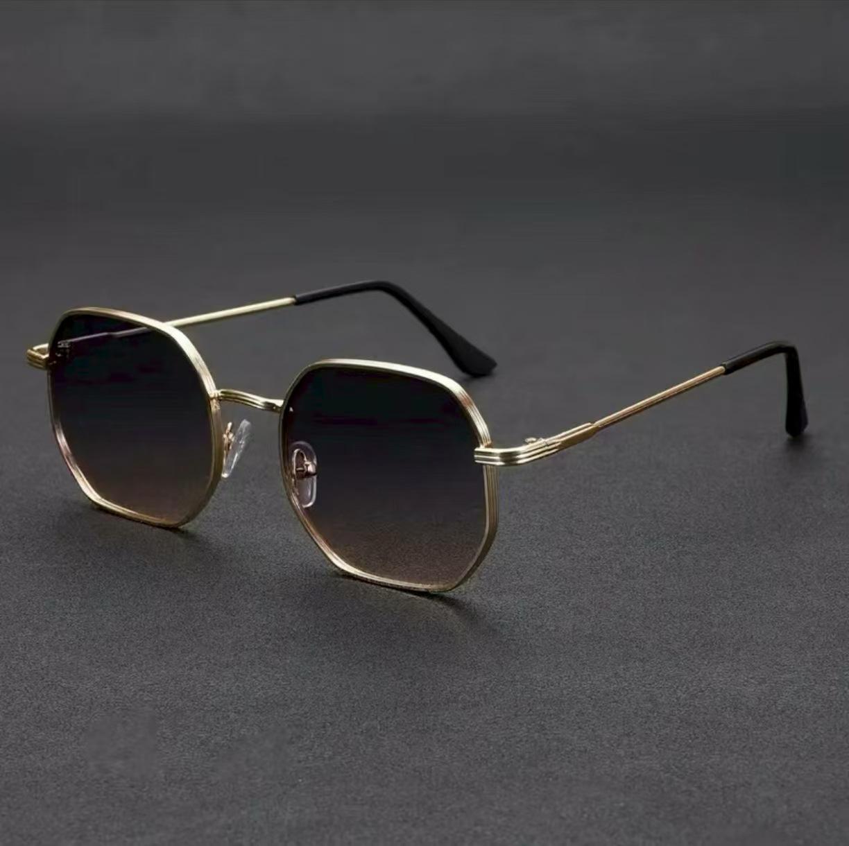 

New Polygon Metal Sunglasses Vintage Luxury Brand Design UV400 Protection For Women Men Mirror Sun Glasses