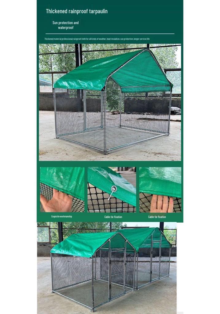 Large Rainproof Outdoor Chicken Coop for Poultry and Peacocks with Windbreak and Pigeon Protection
