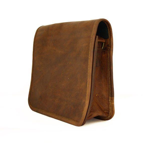 Men's Genuine Vintage Leather Messenger Laptop Briefcase Satchel Women Bag Brown