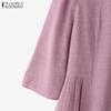 ZANZEA Women Casual Stand Collar 3/4 Sleeve Retro Blouse