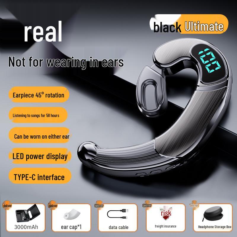 2024 In-Earless True Bone Conduction Bluetooth Ear-Hook Headphones with 5.3 Chip and Extended Battery Life