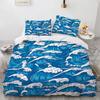 Wave Duvet Cover Set Hokusai Pattern Japanese Ukiyoe Quilt Cover Oriental Sketch Style Ocean Queen Twin Polyester Bedding Set