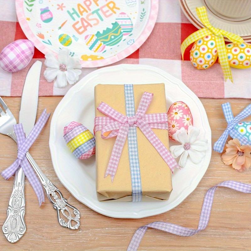 1pc Plaid Ribbon Checkered Pattern Gift Wrapping Bouquets Crafts Polyester Vibrant Colors Decorative Ribbon for Weddings Parties