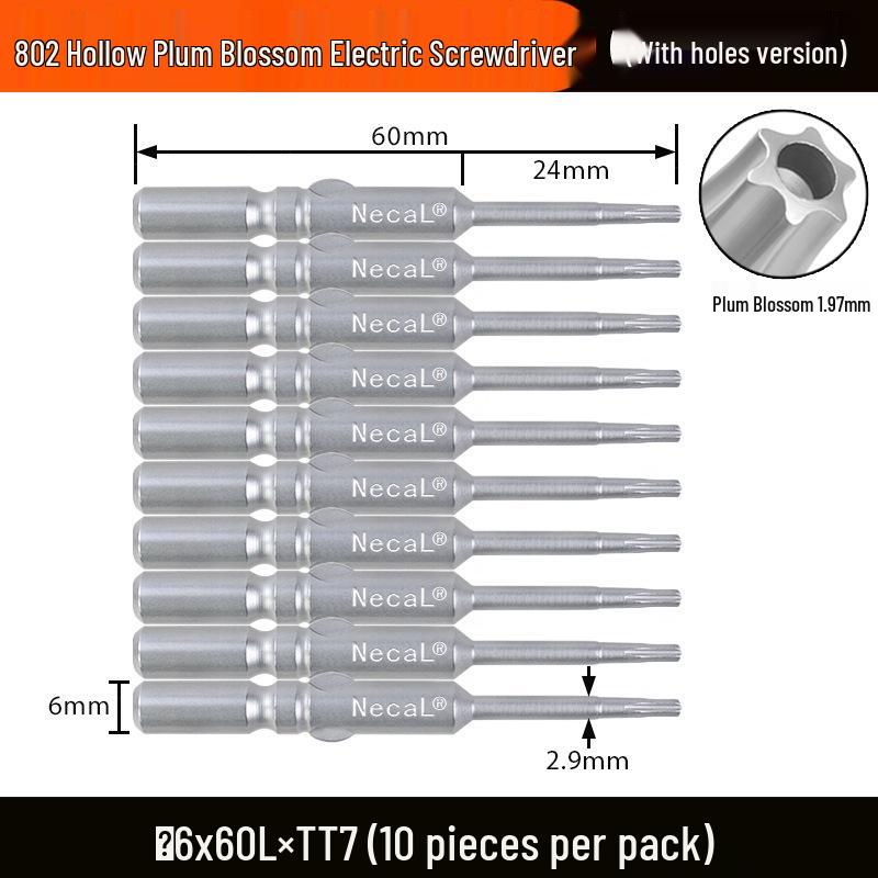 Nigao S2 802 Torx Electric Screwdriver Bit, 6mm Round Shank with Hole