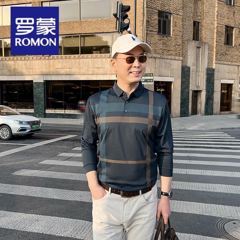 Luomeng Men s Striped Long-Sleeve Ice Silk Polo T-Shirt 2XL