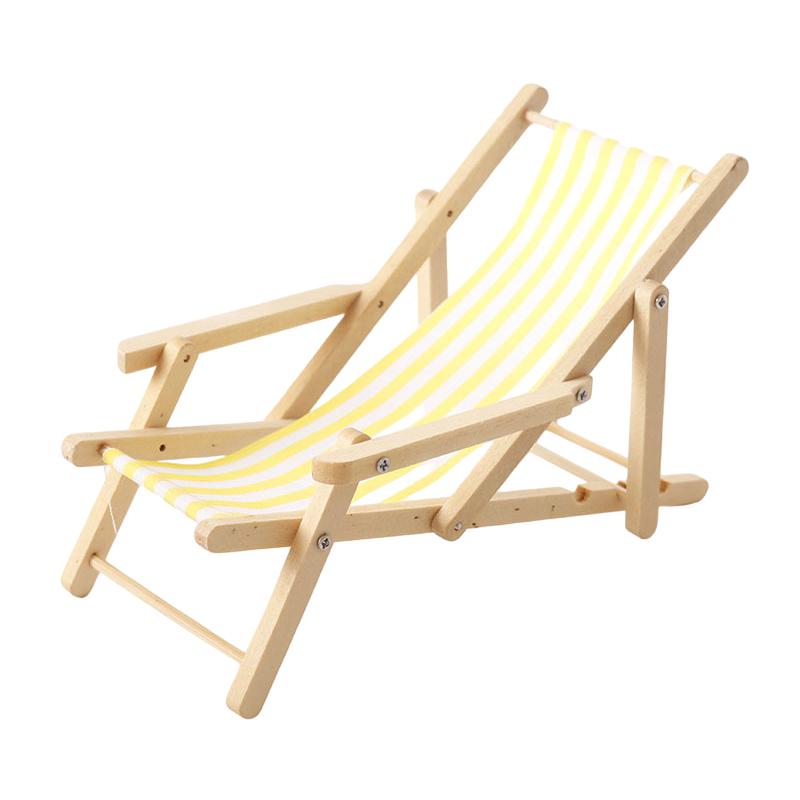 

1:12 кукольных мини-складных пляжных стульев, модель шезлонга, кукольная мебель, украшения, микросцены, строительные реквизиты жёлтый