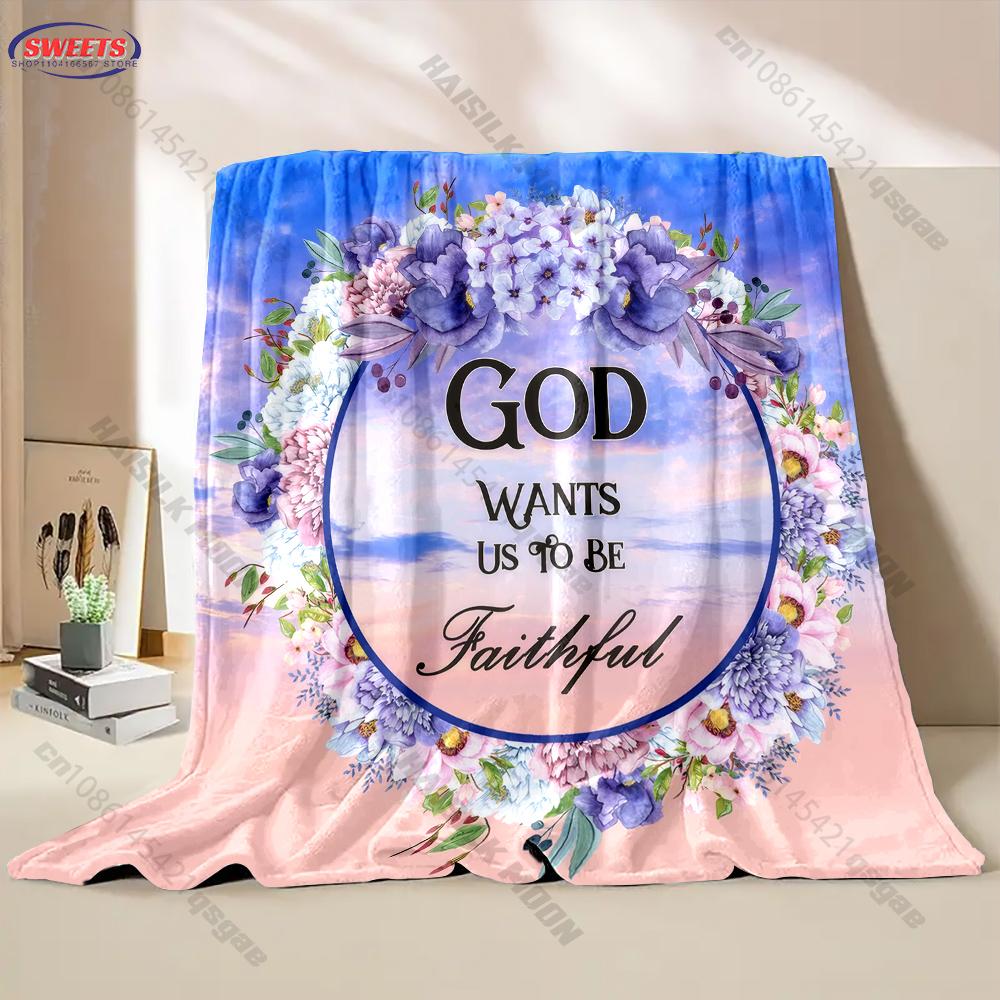 Floral Faith-Inspired Blanket Multiple Sizes Kid'S And Adults' Bedroom Living Room Sofa Decor Blanket, Exquisite Gift